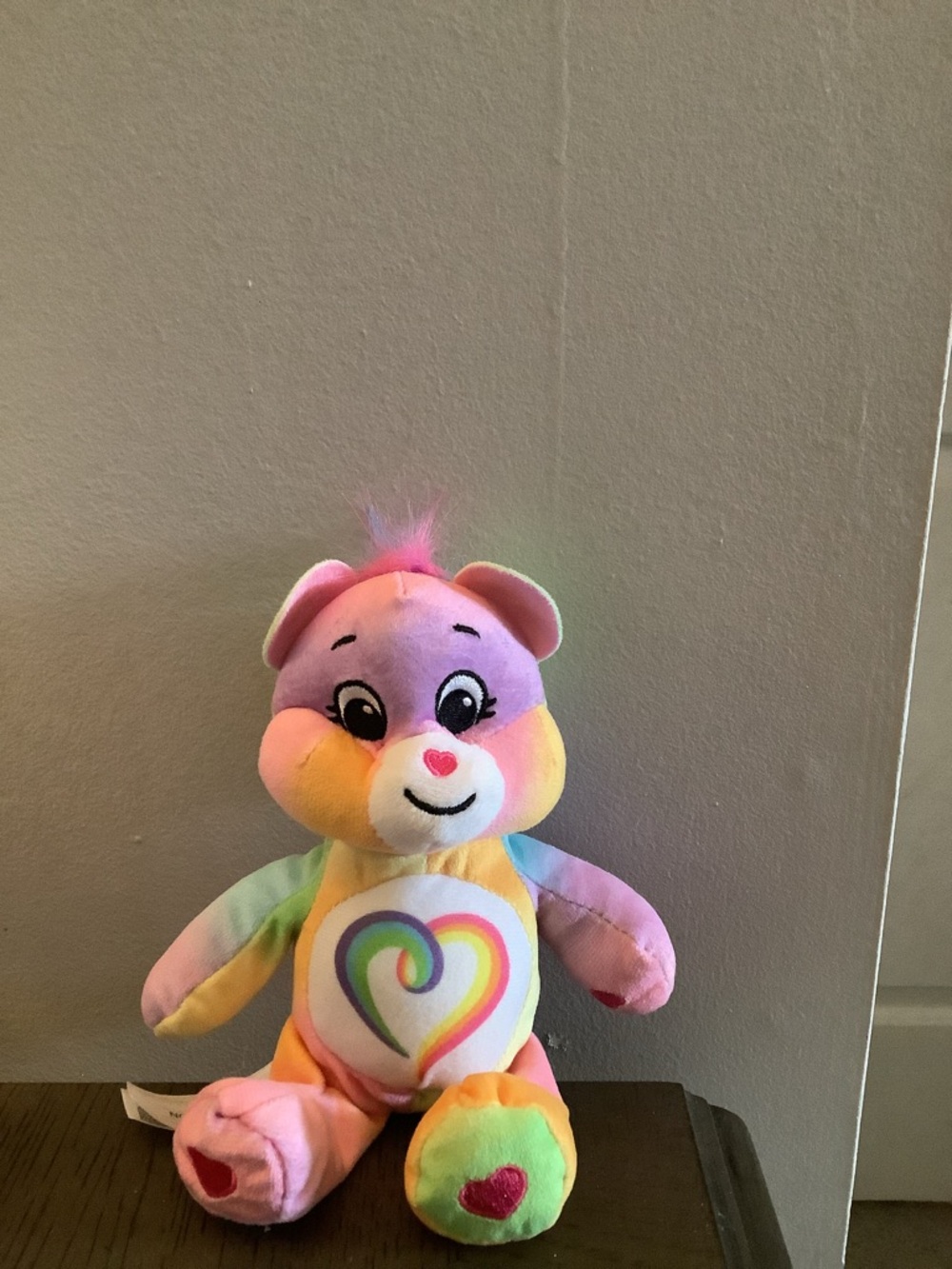 Plush Rainbow Heart Bear - Pink & Pastel Multicolor Kids Toy